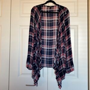 Torrid Size 2 (18/20) Waterfall Navy and Pink Plaid Overshirt/Cardigan